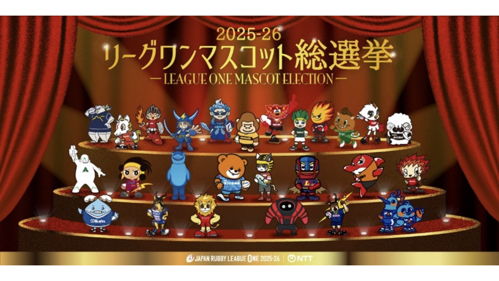 絶賛開催中！『ジャパンラグビーリーグワンマスコット総選挙2025-26